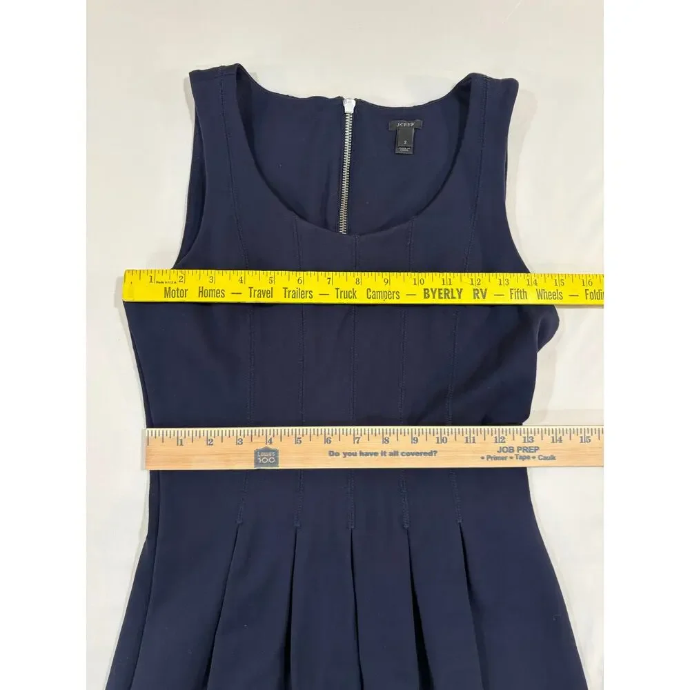 J. Crew Navy Blue Pleated Knee Length Sleeveless Dress Size 2